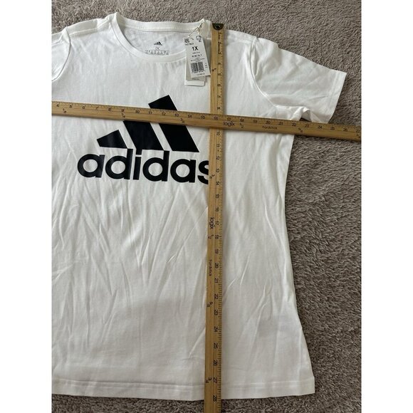 Adidas Womens Regular fit Short Sleeve Logo T-Shirt Shirt White Solid - Picture 4 of 11